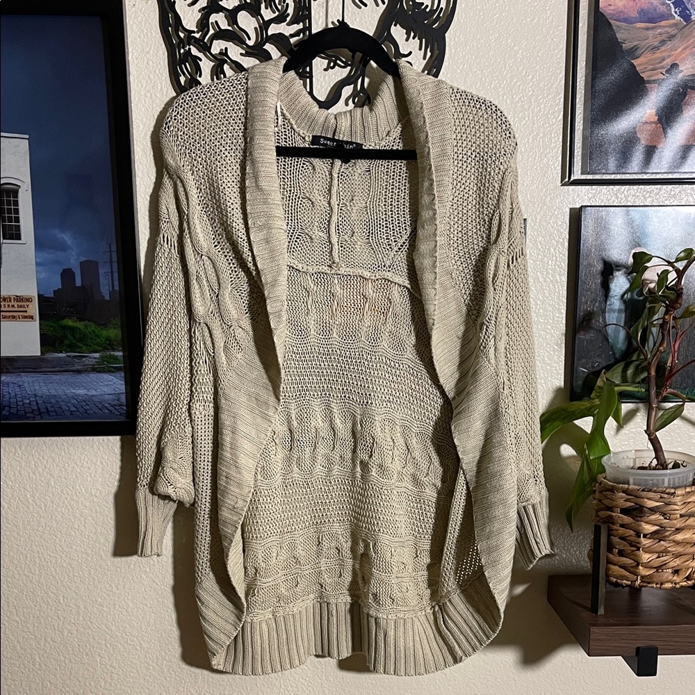 Sweet Rain Textured Cream Cardigan